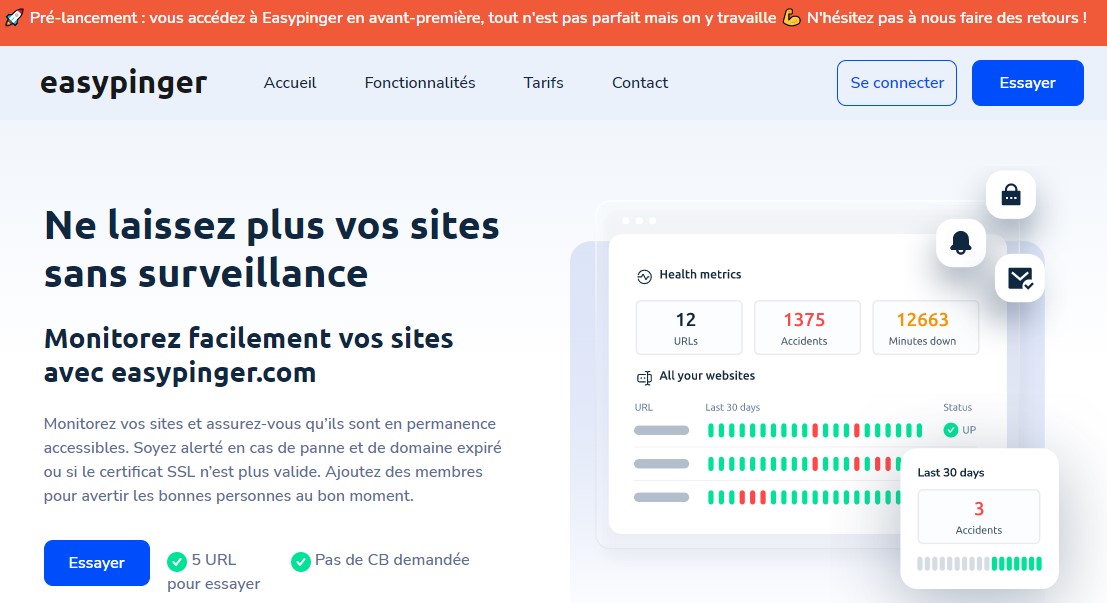 easypinger website uptime monitoring